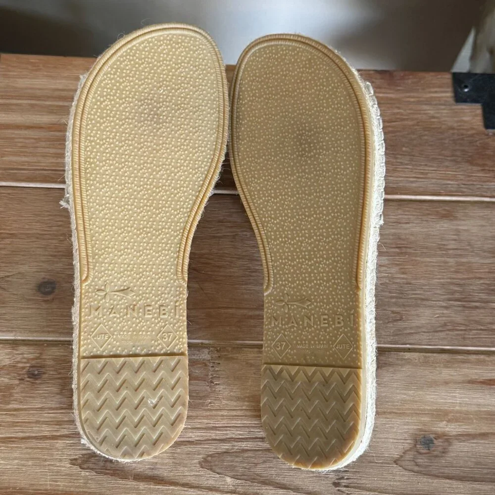 Manebi La Havana Knot Neutral‎ Hemp Euro Summer Espadrille Flat Slides Size 7